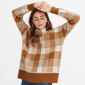 Madewell Plaid Mockneck Tunic Sweater